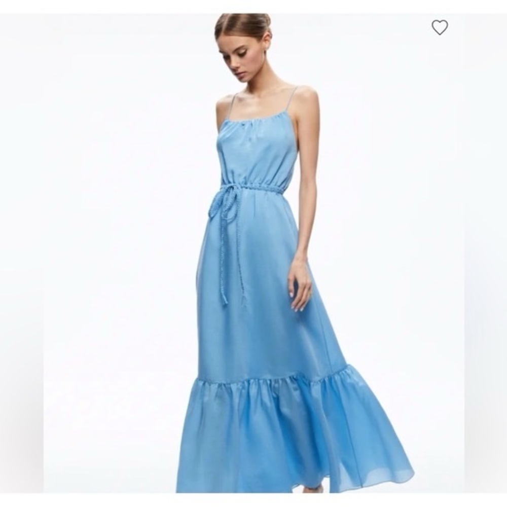 NWT Alice And Olivia Jayda Ruffled Lyocell-blend Voile Maxi Dress